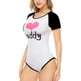 thumbnail image 2 of CutiePlusU Cotton Button Crotch Bodysuit Onesie Pajamas Classics Romper - Love Pink+Black S, 2 of 5