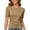 Khaki, variant on Women’S Boat Neck Ruched Side T-Shirt, Casual Short Sleeve Solid Tee, Polyester, 1pc, Sizes S M L XL XXL