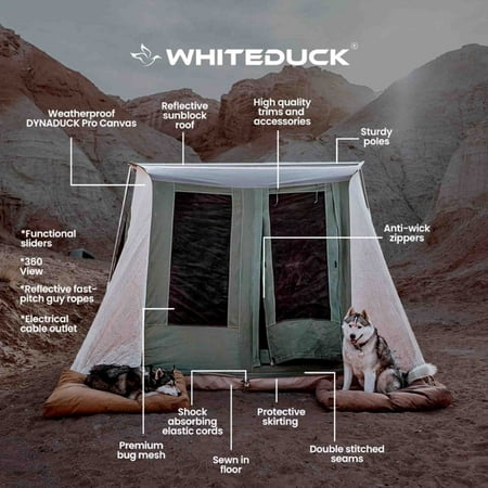 WHITEDUCK Prota Basic Canvas Tent 7 x9 Cabin Style Camping Tent Waterproof 4 Person Forest Green