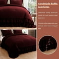 thumbnail image 5 of D.N.G. BEDDINGS 5 Piece Luxury 5 Inch Two Layer Ruffle Comforter Set Premium Super Soft, 800 TC, 100% Egyptian Cotton, Super Soft, King/California King Size Wine Color, 5 of 7