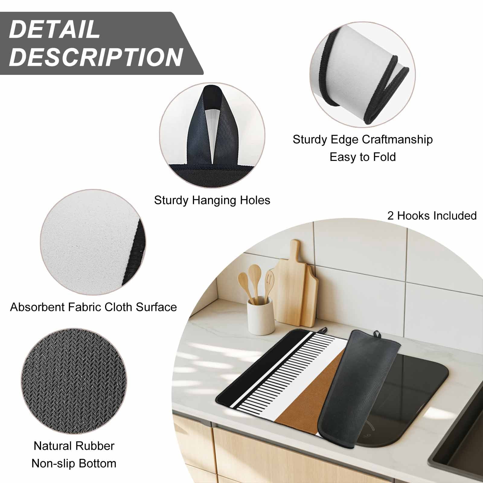 Modern Brown Black Stove Top Cover for Electric Stove, Heat-proof & Non Slip Glass Top Stove Cover Protector, Boho Contemporary Geometric Striped Kitchen Flat Cooktop Rubber Mat 24x21 Inches