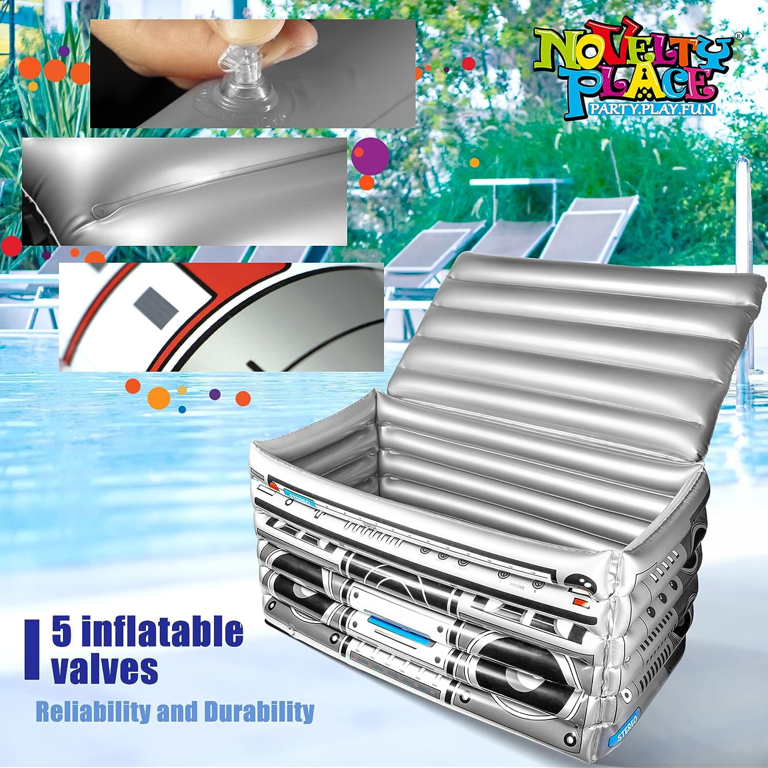 Inflatable Boombox Cooler Large Capacity Ice Bucket Drink Cooler