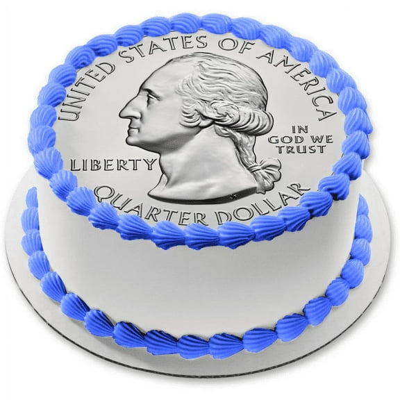 US Quarter Currency 25 Cents American Money Edible Cake Topper Image ABPID56542