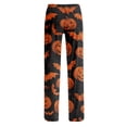 thumbnail image 5 of Domzest Halloween Pajama Pants for Women Wide Leg Halloween Graphic Sleepwear Drawstring Elastic Waisted Funny Pajama Bottoms Earthy Yellow L, 5 of 5