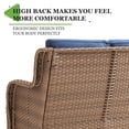 thumbnail image 3 of PARKWELL Outdoor 3 Seats Sofa - Rattan Wicker Patio Couch with Cushions - Steel Frame - Yellow Wicker, Blue Cushions, 3 of 6