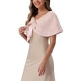 thumbnail image 4 of INSPIRE CHIC Women's Wedding Faux Fur Cropped Shrug Shawl with Bowknot Satin Ribbon XS Pink, 4 of 6