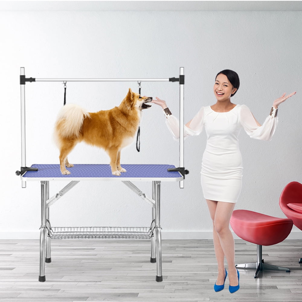 Kepooman 36" Foldable Large Pet Grooming Table with Adjustable Arm & Noose & Mesh Tray for Dog Cat Kepooman 36" Foldable Large Pet Grooming Table with Adjustable Arm & Noose & Mesh Tray for Dog Cat
