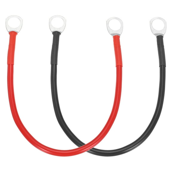 2PCS 8 AWG Battery Cable, 1ft Battery Inverter Cables with 1/2" Ring Terminals for Marine Solar Boat Car RV, Red Black
