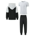 thumbnail image 2 of TiaoBug 3 Piece Kids Boys Tracksuit Long Sleeve Full-Zip Hoodie Jackets Sweatpants T-shirt Set White&Black 11-12, 2 of 4