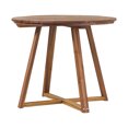 thumbnail image 4 of Walker Edison Modern 30” Solid Acacia Wood Outdoor Dining Table, Brown, 4 of 9