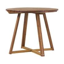 CoSoTower Contemporary Solid Wood Slat-Top Round Patio Dining Table – Black Wash