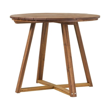 CoSoTower Contemporary Solid Wood Slat-Top Round Patio Dining Table – Black Wash