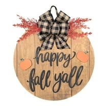 Nmdmisc Pumpkin Welcome Sign for Front Door 11.8" Thanksgiving Hanging Decor with Straw Bow Harvest Fall Sign for Halloween Autumn Porch Home House Kitchen Decoration (Round)