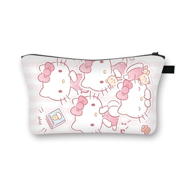 Nuevo Bolsa de cosméticos Hello Kitty, bolsa de almacenamiento de gran capacidad a la moda para niñas, bolsa