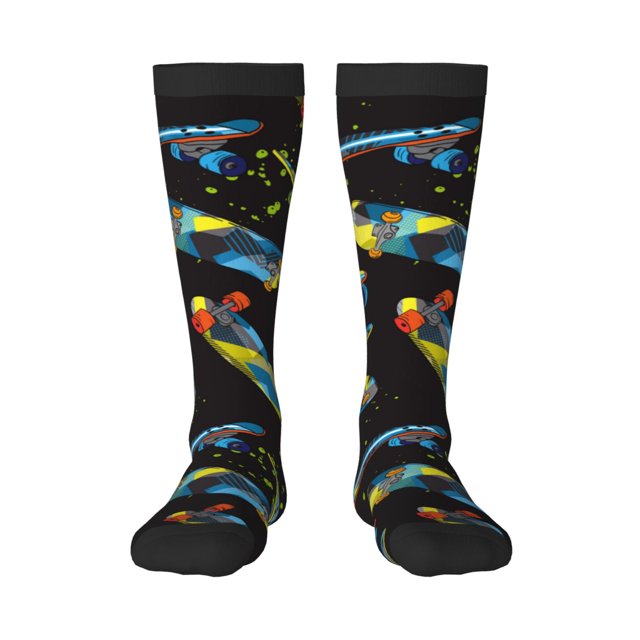 Balery Colorful Skateboard Calcetines novedosos Calcetines deportivos Calcetines hasta la rodilla Calcetines de algodón Calcetines originales y geniales