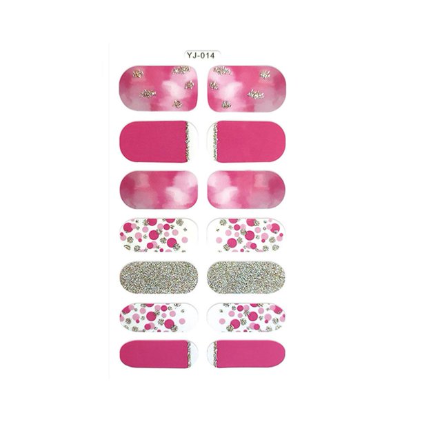 SGACAI Pegatinas 3D para decoración de uñas, tiras de esmalte de uñas con lentejuelas brillantes, pegatinas completas E7