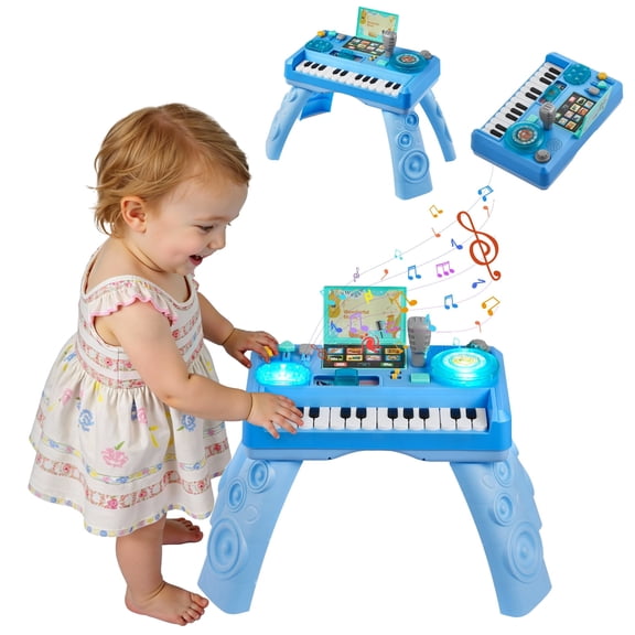 VEVOR Baby DJ Playset for Toddlers 1-3, Educational Musical Table Toys with 133 Sound Sources, Recording and LED DJ Turntable, Baby Activity Table for Birthday, Gift for Kids Aged 6 Months