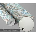 thumbnail image 6 of S4Sassy Multi-Color Palm Leaf Wallpaper- Blue Tropical Wall Covering,25"x360" Self-Adhesive Textured Vinyl Wallpaper, Wall Wrap, Easy DIY Decor For Bedroom, Living Room, Living Space, 6 of 8