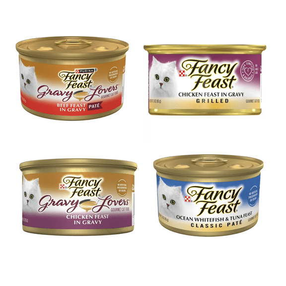 Fancy Feast Pâté, Grilled & Broths Wet Cat Food – 24 Cans Assortment