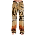 thumbnail image 2 of Halloween Lounge Pants for Women Old Castle Print Stretch Casual Elastic Waist Pajama Bottoms, 2 of 5