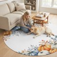 thumbnail image 2 of Round Area Rugs 6Ft, Thanksgiving Pumpkin Non-Slip Washable Circle Rugs Carpet, Fall Eucalyptus Leaves Vines Indoor Outdoor Rug Floor Mats Throw Runner for Bedroom Living Room Bathroom, 2 of 8