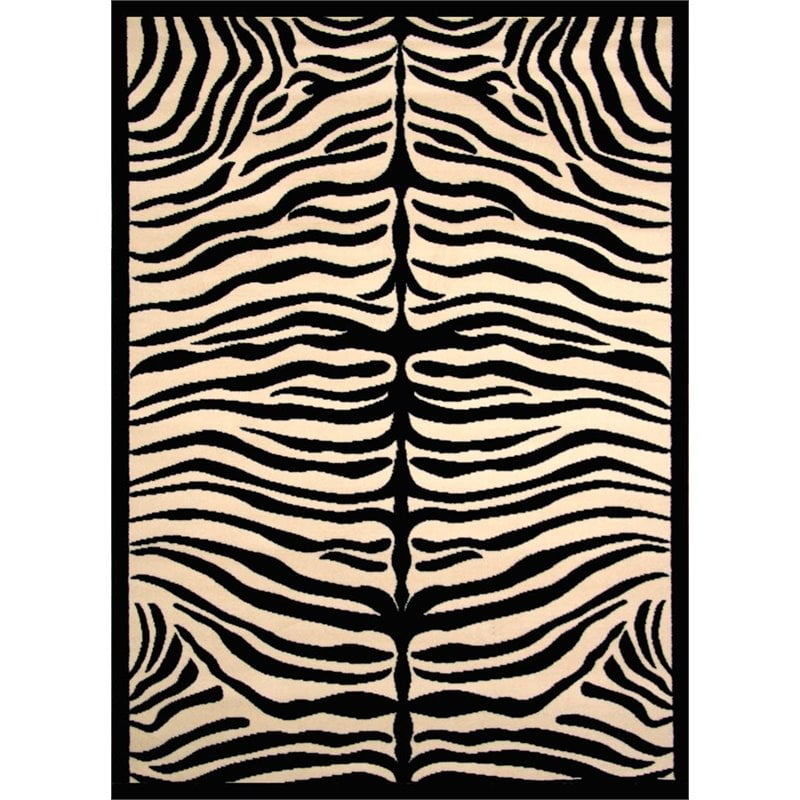 Terra Zebra Woven Area Rug Black and Beige