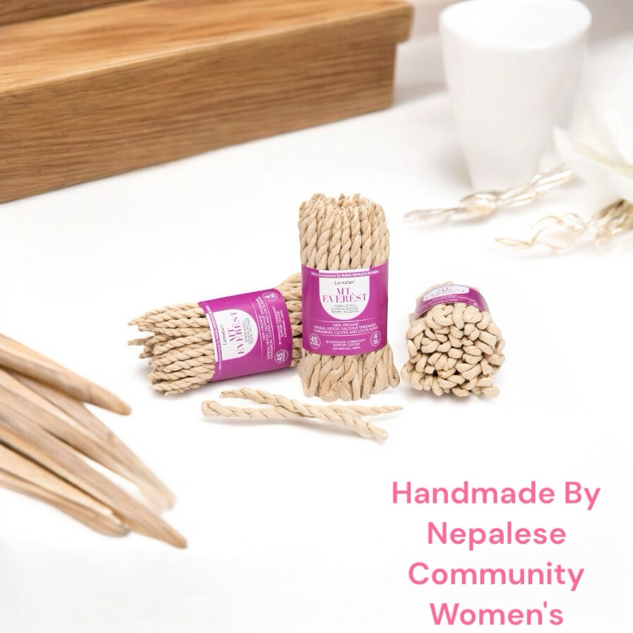 Natural Sandalwood Rope Incense Set of 6 Bundles, 4 Inches Long, 45 Ropes per Bundle Handmade in Nepal