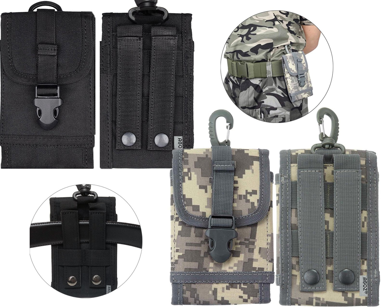 AGOZ Premium Outdoor MOLLE Tactical Military Cell Phone Vertical Case ...