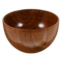 MERRYHAPY Natural Rounded Wooden Salad Bowl Lightweight Food Serving Bowl Kitchen Dish