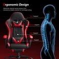 thumbnail image 3 of Frovlni Ergonomic Gaming Chair for Adults with Footrest, Reclining High Back PU Leather Office Computer Chair, Height Adjustable Headrest & Lumbar Support, Black & Red, 3 of 9