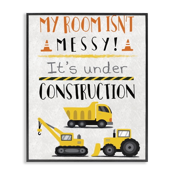 Stupell Industries Modern Under Construction Not Messy Black Framed Giclee Art, 11 x 14, by Elizabeth Tyndall