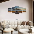 thumbnail image 2 of Elephant Stock Airplane Liftoff Wall Art - Horizontal Multi Panel Canvas - 5 Pieceliving Room Wall Decor - Photography Transportation Multi Panel - Gray And Silver Decor - 74" x 34", 2 of 4
