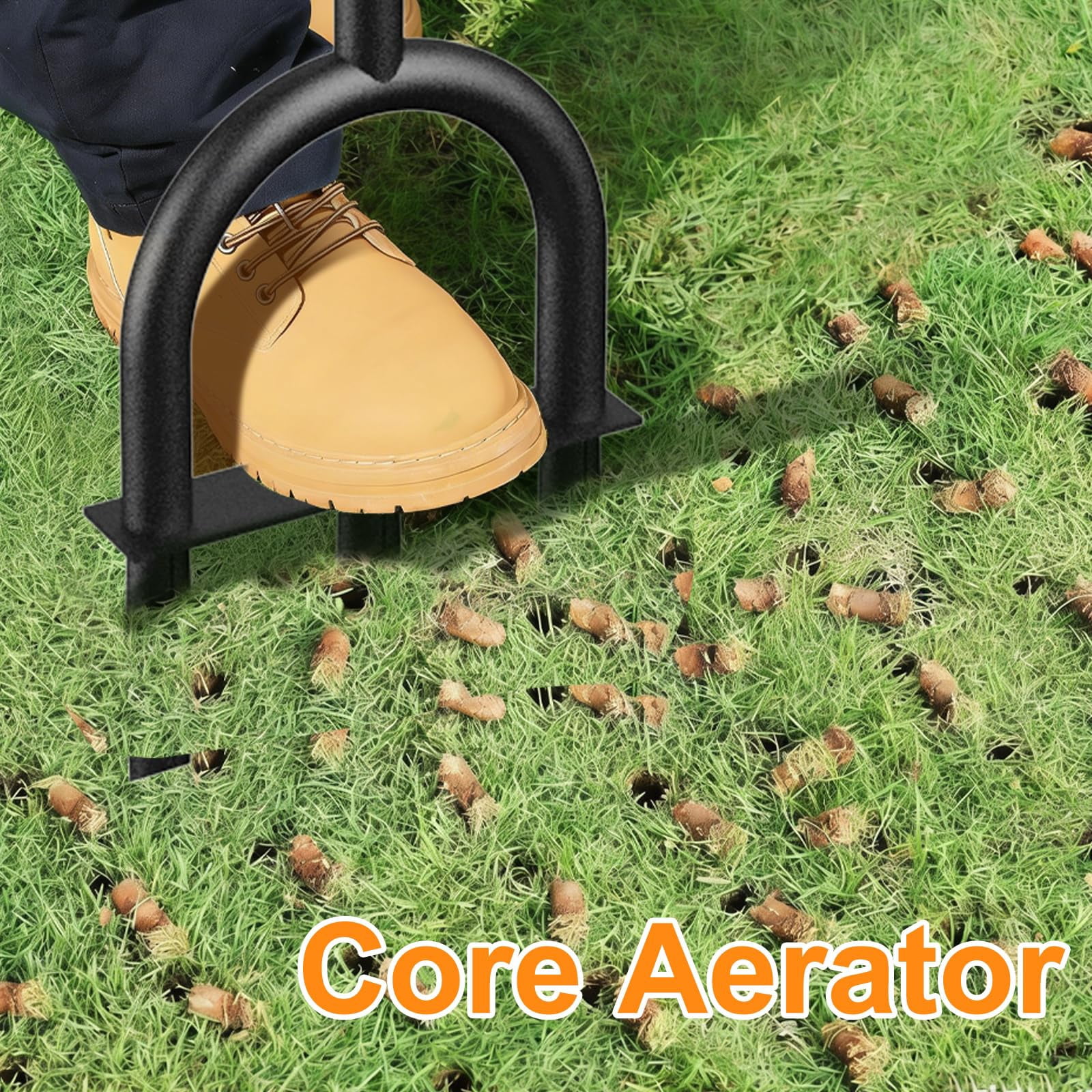 Manual Lawn Core Aerator Tool - Heavy Duty Hand Soil With 3 Hollow Tines  Pre-assembled & Garden Plug Remover For Grass Growth Improvem