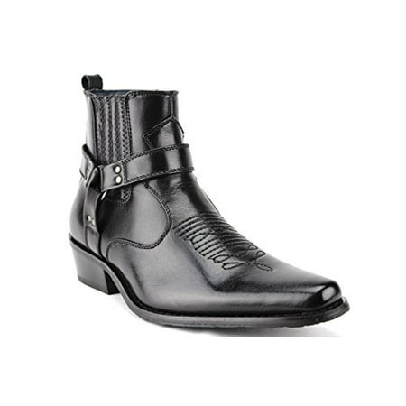 Jazame Men's Western Ankle High Cowboy Riding Dress Boots, Black, 10