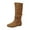 Coffee, variant on Luxalzxs Women's Slouchy Mid-Calf Boots Pull On Flat Boots Side Zipper Winter Boots for Women