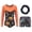 Orange, variant on Christmas Gymnastic Leotards for Girl Long Sleeve Athletic Dance Bodysuit Outfit with Pants and Hairband，Black