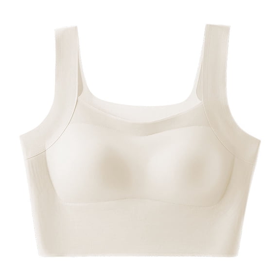 Hduncf Womens U Neck Longline Padded Sports Bra Crop Tank Top Supportive Wide Straps Yoga Workout Bras, Light Compression White XXXL