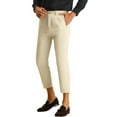 thumbnail image 4 of INSPIRE CHIC Men's Cropped Pants Skinny Pleated Front Ankle Length Dress Pants 28 Beige, 4 of 6