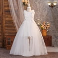 thumbnail image 4 of WhouRiu Girls Mesh Pleated Dress Solid Color Floral Decorated Crew Neck Wedding Party Gown Kids Cute Sleeveless Princess Dresses,5-6 Years, 4 of 4