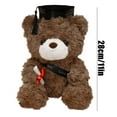 thumbnail image 3 of Dark Brown Graduation Plush Teddy Bear, 11in Soft Toy with Black Cap, Single Count, Thoughtful Gift for Students' Graduation Ceremonies, 3 of 5