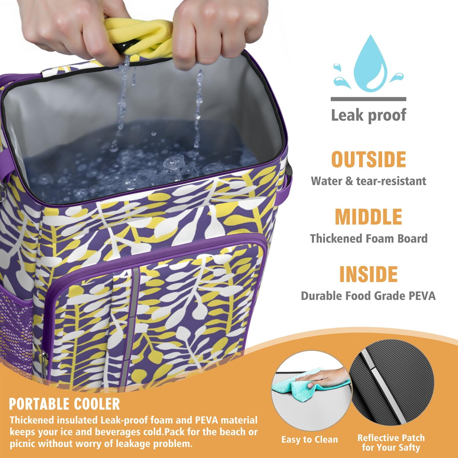 Travel Cooler Bag - Boho Bohemia Flower Camping Beer Cooler Backpack with Bottle Opener- Waterproof Insulated Picnic Backpacks - Cooler Bag for Beach