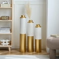 thumbnail image 3 of Gorgeous 3-Piece Set of White & Gold Metal Vases - Modern Droplet Shaped Home Decor for Stylish Living Spaces!, 3 of 17
