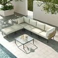 thumbnail image 6 of LayinSun 7 Pieces Aluminum Patio Furniture Set, Modern Modular Sectional Sofa with Coffee Table and Upgrade Thickness Cushion, 6 of 8