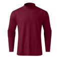 thumbnail image 5 of IROINNID Soft Shirt for Men Casual Solid Turtleneck Pullover T-shirt Bottoming Shirt,Wine, 5 of 5