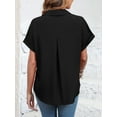 thumbnail image 3 of HOWCOME Womens Button Down Shirt Casual Short Sleeve Shirt Work Blouse with Pocket(Black,XX-Large), 3 of 5