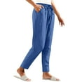 thumbnail image 7 of Tnhcen Women's Casual Linen Cotton Pants with Drawstring Waist - Relaxed Fit Straight Leg Basic Pants S-2XL Pre-Washed Breathable Trousers for Daily Wear, 7 of 7