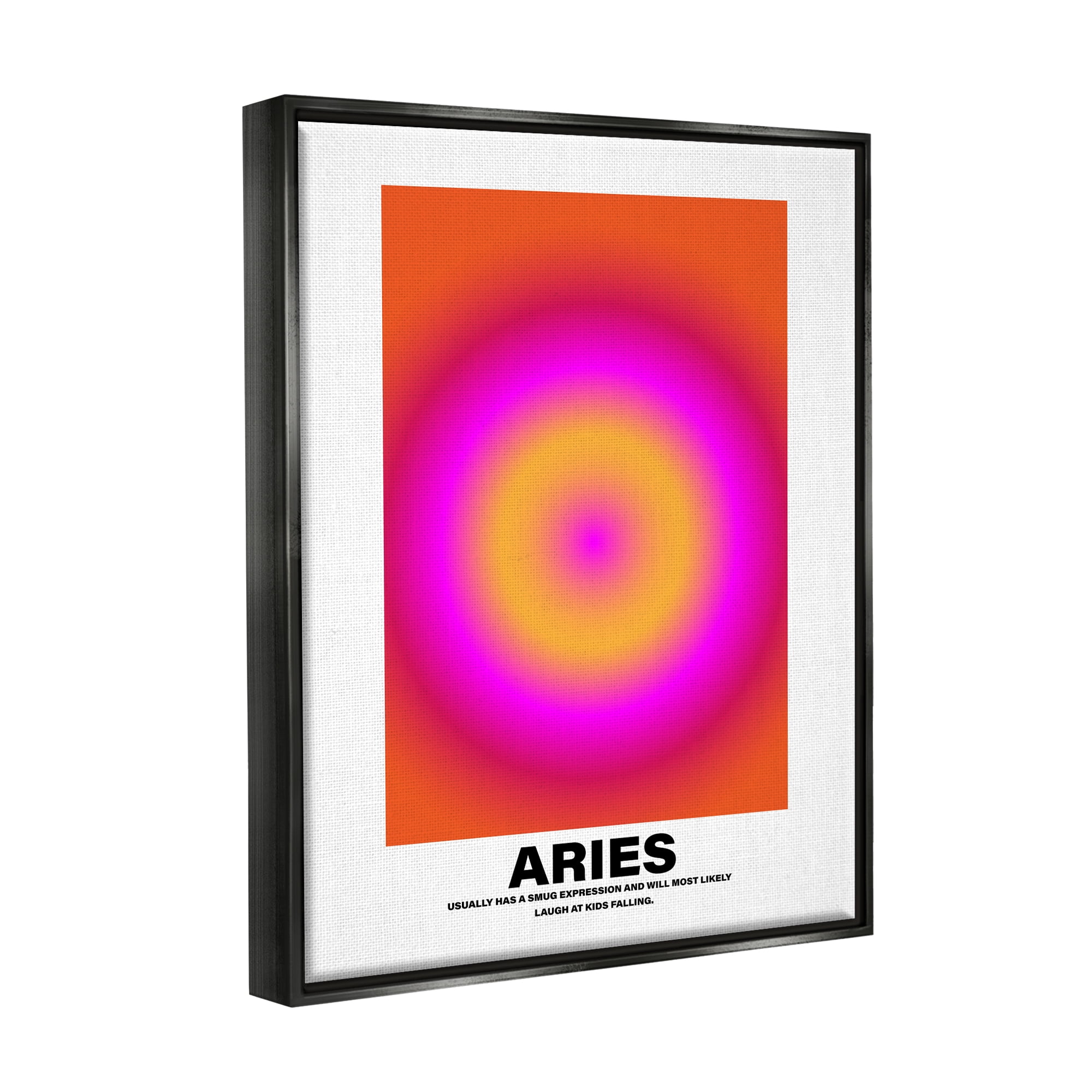 Stupell Industries Funny Aries Astrology Abstract Painting Black Floater Framed Canvas Art Print Wall Art, 25 x 31