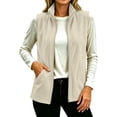 thumbnail image 3 of Busydd Fleece Vest Women Fashion Zip Up Sleeveless Stand Collar Fall Vest Casual Comfortable Solid Color Outerwear Vests with Pockets, 3 of 10