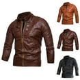 Men's Standing Collar Leather Jacket Fashion Casual Cardigan Jacket