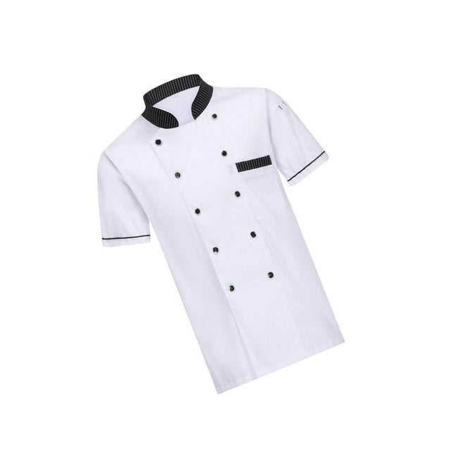 Veste de Chef Unisexe à Manches Courtes pour Cuisine et Restauration 4TG Blanc